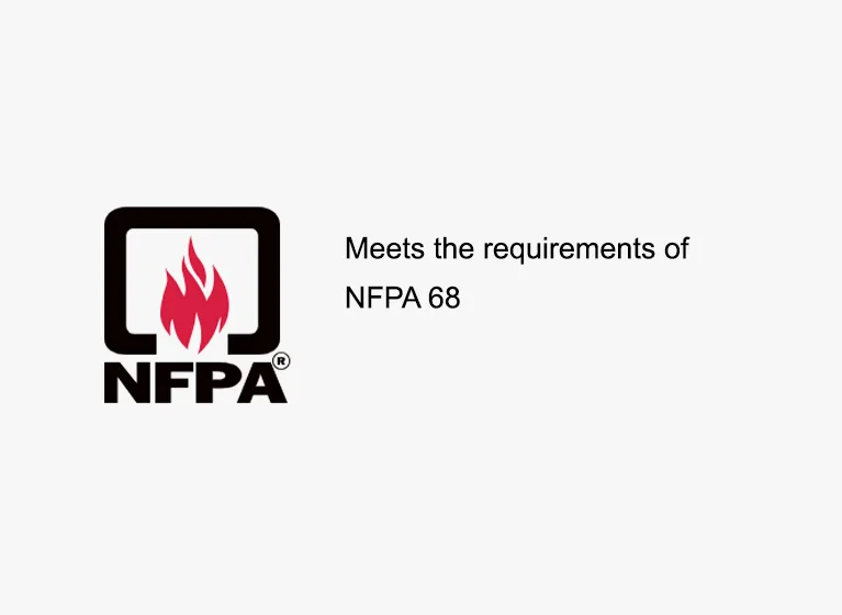 Meets the requirements of NFPA 68